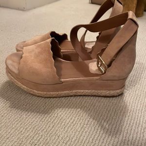 Chloe nude suede platform espadrille with ankle strap